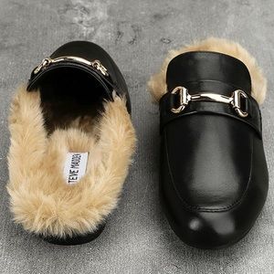 NWT Faux Fur Mules